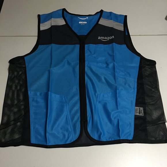 Amazon Blue Employee Uniform Vest Unisex Sleeveless Zip Up Size XL New - Picture 1 of 9